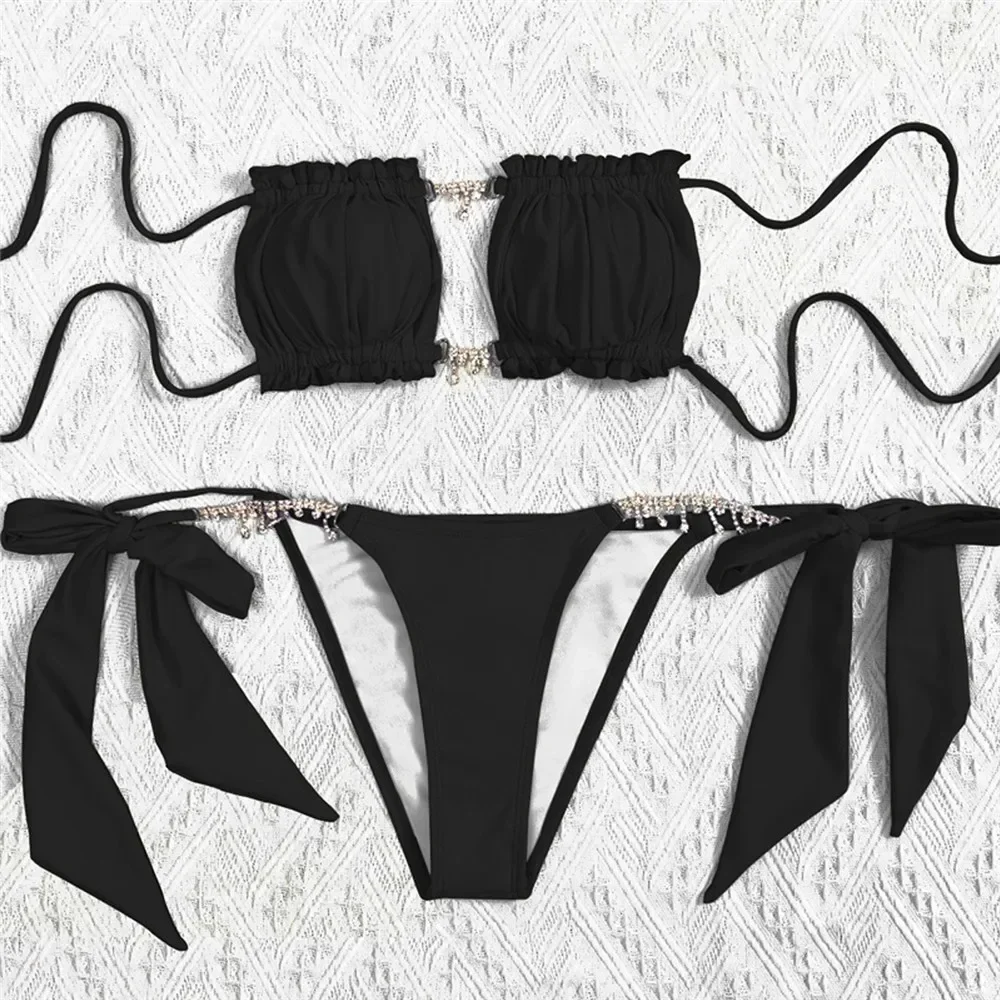 Rhinestone Chain Micro Thong String Bandeau Bikinis Sets Women Swimwear Ruffled Sexy Swimsuits Bathing Swimming Suit Bikini 2025
Rhinestone Chain Micro Thong String Bandeau Bikinis Sets Women Swimwear Ruffled Sexy Swimsuits Bathing Swimming Suit Bikini 2025