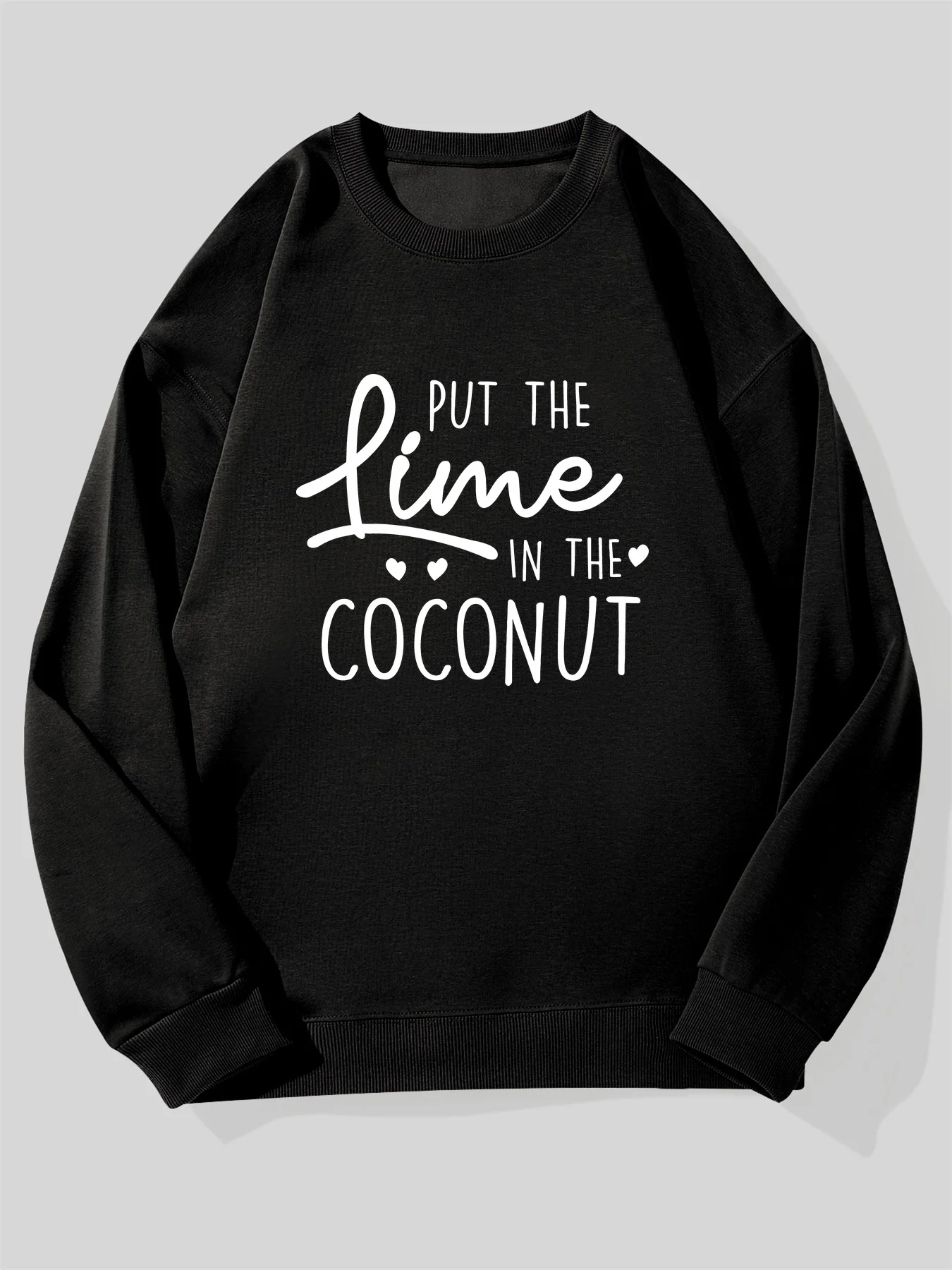 Men's "Put The Lime in The Coconut" Tropical Slogan Sweatshirt - Black with White Lime & Coconut Print,Loose Fit Casual Pullover
Men's "Put The Lime in The Coconut" Tropical Slogan Sweatshirt - Black with White Lime & Coconut Print,Loose Fit Casual Pullover