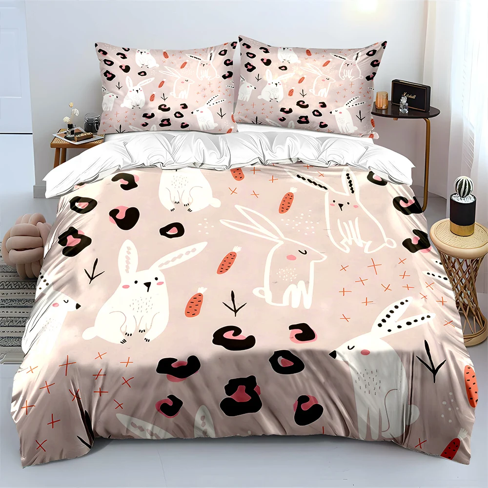 Cute bunnies and carrot patterns Bedding Set for Kids Luxury Gift 3pcs Digital Print Comforter Set Soft Comfortable Breathable
Cute bunnies and carrot patterns Bedding Set for Kids Luxury Gift 3pcs Digital Print Comforter Set Soft Comfortable Breathable