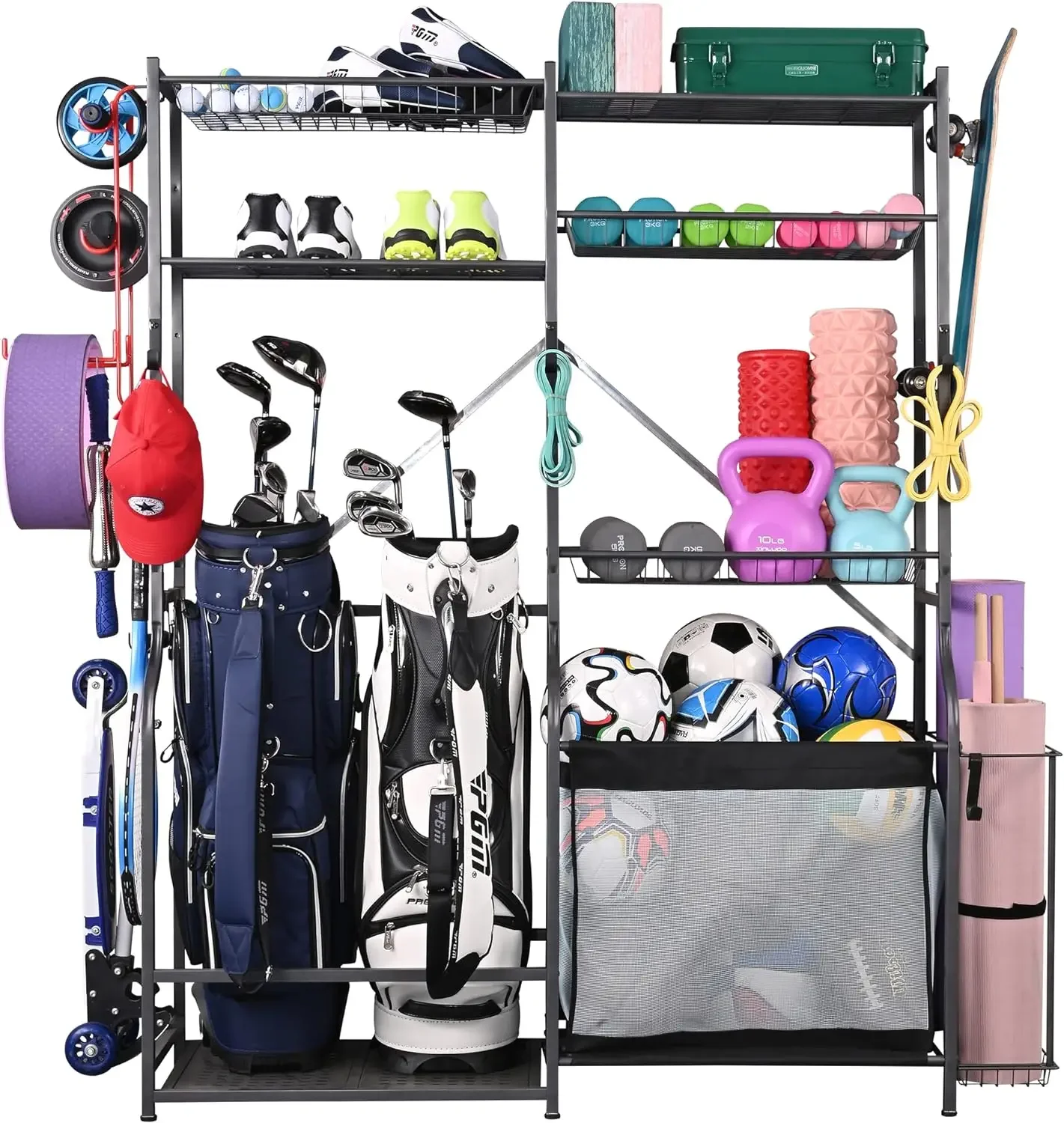 PLKOW Golf Storage Ball Rack Garage Organizer, 2 Golf Bag Organizer and Other Sports Equipment Organizer for Garage, Extra Large
PLKOW Golf Storage Ball Rack Garage Organizer, 2 Golf Bag Organizer and Other Sports Equipment Organizer for Garage, Extra Large