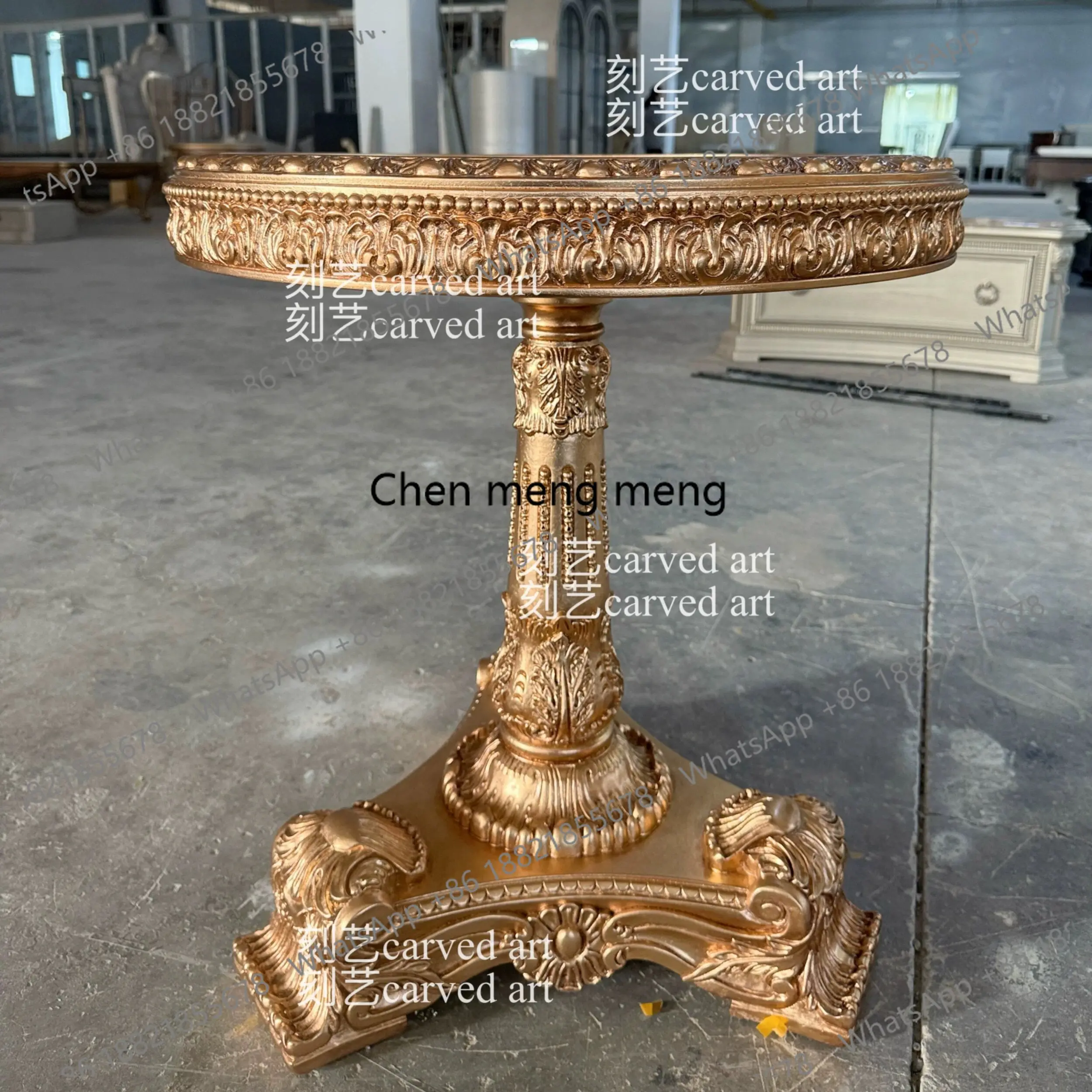 French gold foil luxury solid wood carving flower corner European living room round lamp table
French gold foil luxury solid wood carving flower corner European living room round lamp table