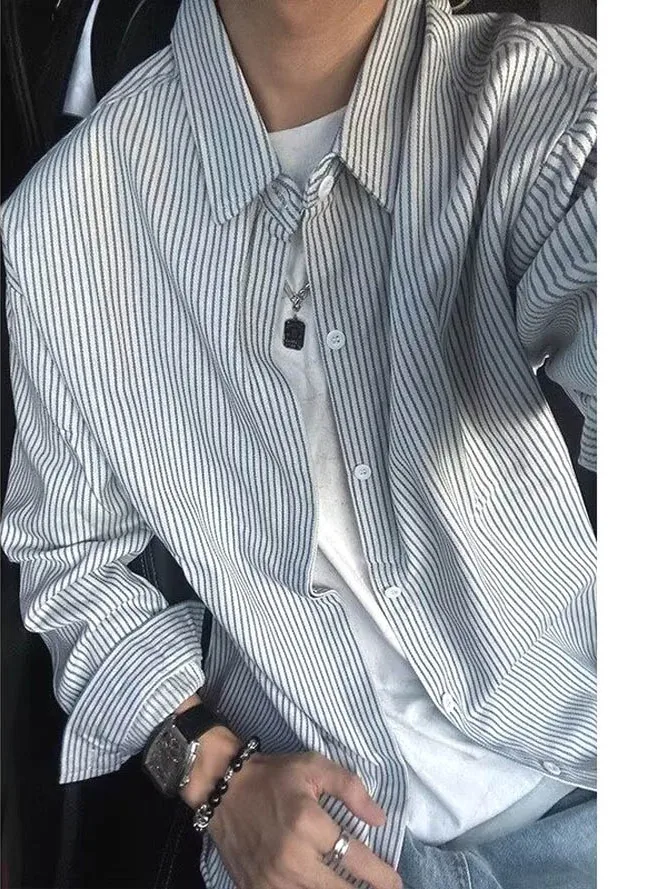 Casual Striped Long Sleeve Men's Shirt Versatile Workwear Cityboy Trendy Open Cardigan Style Comfortable Loose Fit All Season
Casual Striped Long Sleeve Men's Shirt Versatile Workwear Cityboy Trendy Open Cardigan Style Comfortable Loose Fit All Season