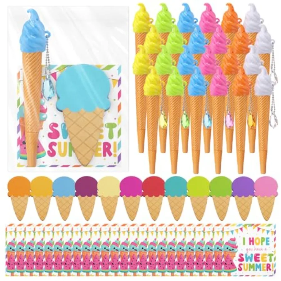 24 Sets End of Year Gift Ice Cream Ballpoint Pen Sticky Notes Ice Cream Party Supplies Kit for Summer Vacation Party Favors
24 Sets End of Year Gift Ice Cream Ballpoint Pen Sticky Notes Ice Cream Party Supplies Kit for Summer Vacation Party Favors