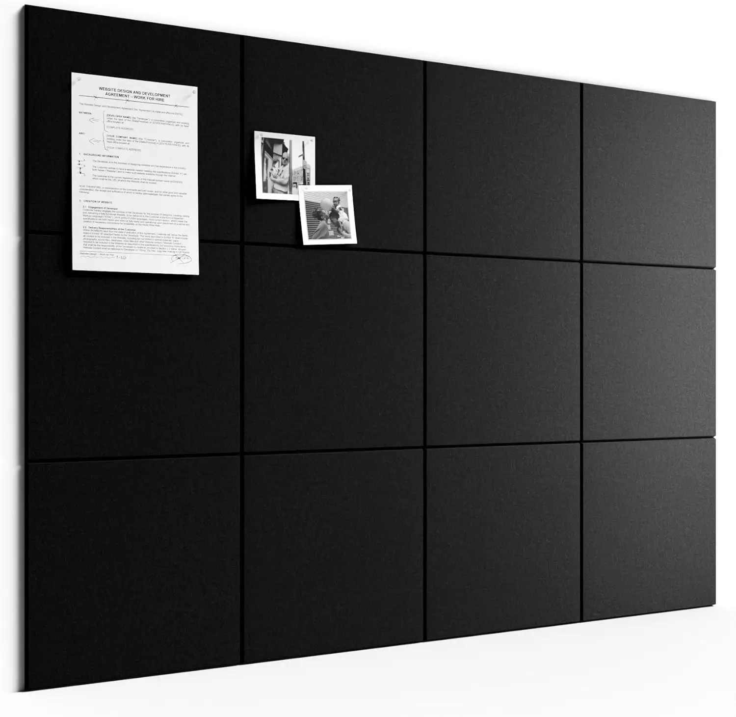 12 Pack Felt Wall Tiles 48x36 Inch Cork Board Alternative with 70 Adhesive Tabs & 30 Pushpins for Office Decor, Black
12 Pack Felt Wall Tiles 48x36 Inch Cork Board Alternative with 70 Adhesive Tabs & 30 Pushpins for Office Decor, Black