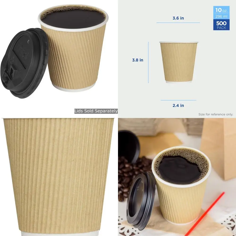 100-Pack Ripple Insulated Disposable Paper Hot Cups, 90mm, Leak-Proof, No Lids
100-Pack Ripple Insulated Disposable Paper Hot Cups, 90mm, Leak-Proof, No Lids