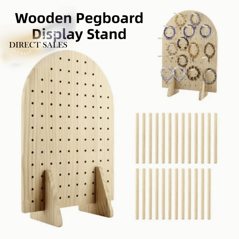 Wooden Pegboard Display Stand with 25 Pcs Wood Dowel Rods Decoration Jewelry Retail Display Rack Multifunction Space-Saving
Wooden Pegboard Display Stand with 25 Pcs Wood Dowel Rods Decoration Jewelry Retail Display Rack Multifunction Space-Saving