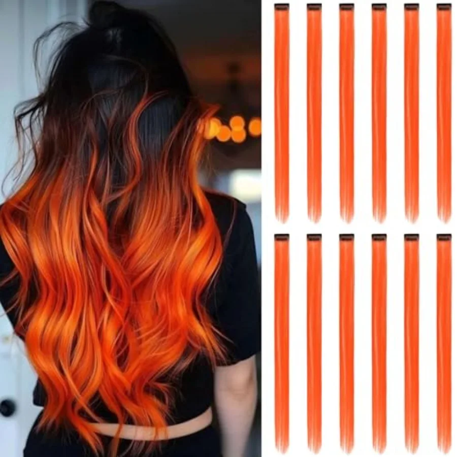Colored Hair Extensions Clip In, 12 Pieces, Orange
Colored Hair Extensions Clip In, 12 Pieces, Orange