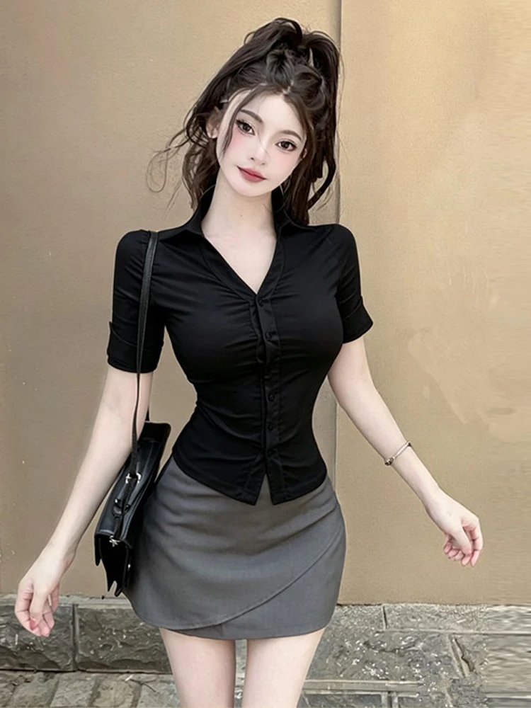OL Career Lady Neck Short Sleeve Slim Fit Shirt And Skirt Set Women's Fashion Casual Breathable Midweight No
OL Career Lady Neck Short Sleeve Slim Fit Shirt And Skirt Set Women's Fashion Casual Breathable Midweight No