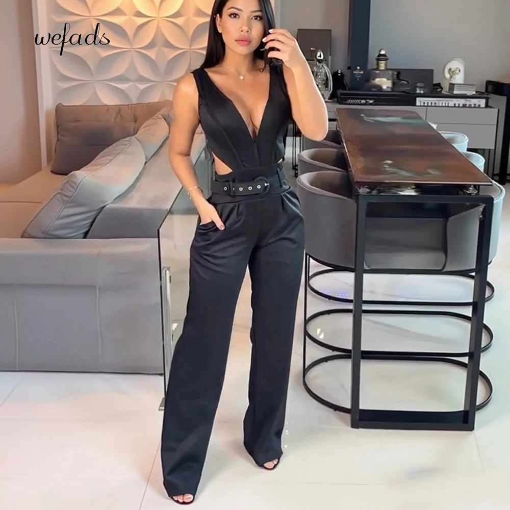 Wefads Sexy Women Jumpsuit Women Sleeveless Deep v-Neck Solid Black Sexy Jumpsuit Women Summer Casual Slim Lady Streetwear
Wefads Sexy Women Jumpsuit Women Sleeveless Deep v-Neck Solid Black Sexy Jumpsuit Women Summer Casual Slim Lady Streetwear