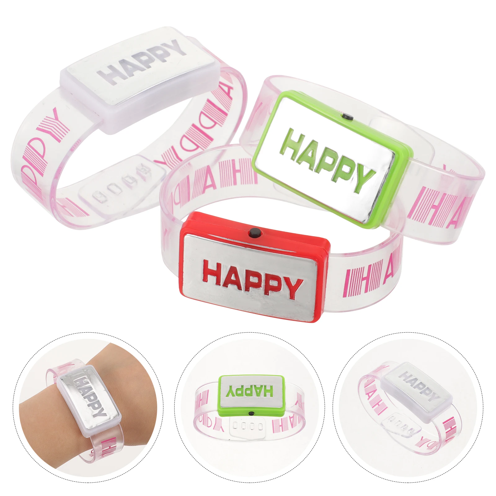 3PCS HAPPY Flashing Wrist Band Festival Luminous Wrist Band Party Decorative Flashing Bracelet Creative Luminous Bracelet for Gr
3PCS HAPPY Flashing Wrist Band Festival Luminous Wrist Band Party Decorative Flashing Bracelet Creative Luminous Bracelet for Gr