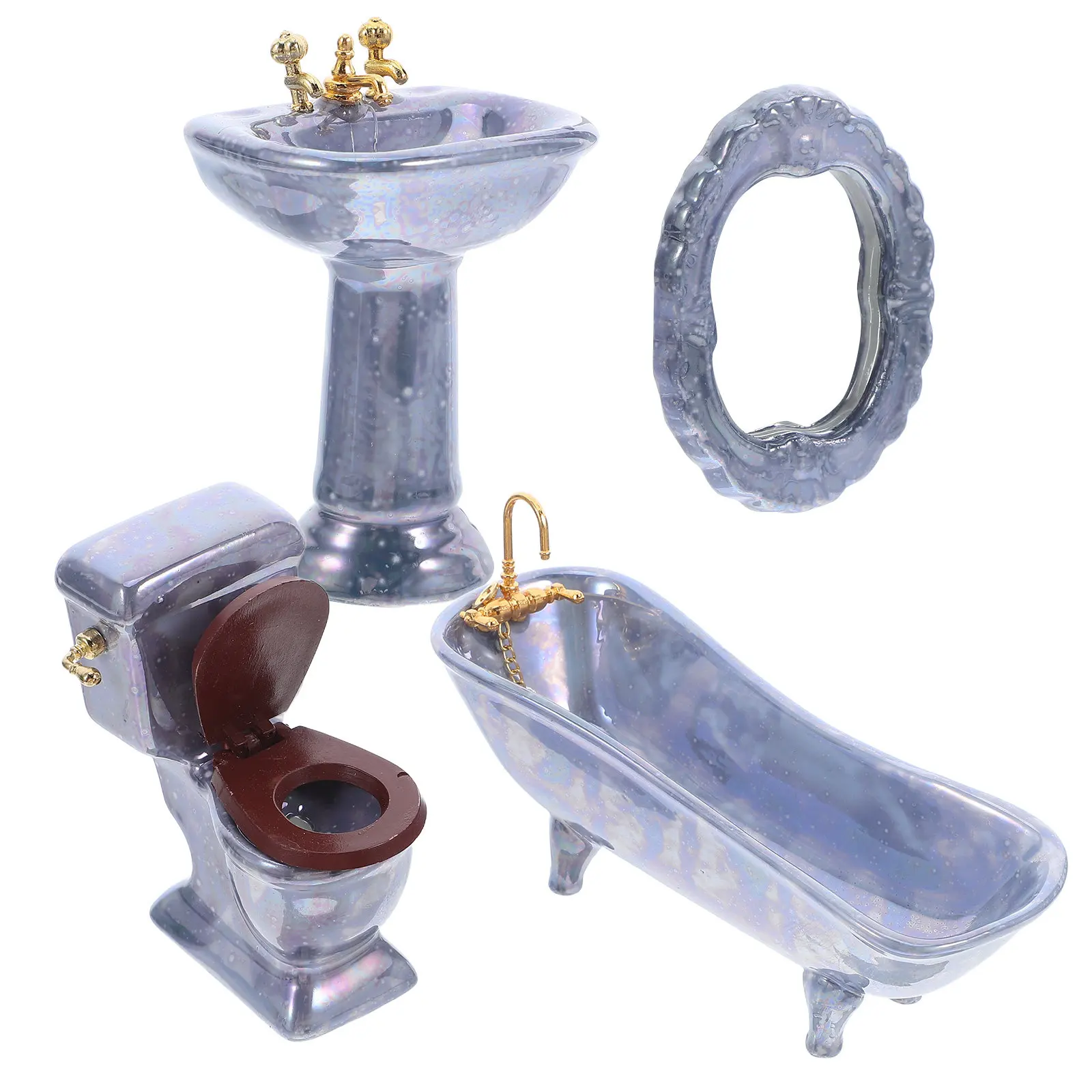 1 Set Miniature Bathroom Set Realistic Porcelain Bathtub Toilet Sink Mirror Mini House Decoration Accessories for Dollhouse
1 Set Miniature Bathroom Set Realistic Porcelain Bathtub Toilet Sink Mirror Mini House Decoration Accessories for Dollhouse