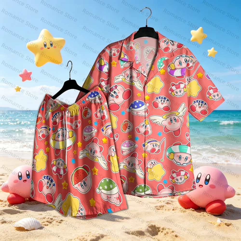 Комплект одежды для сна Kawaii Kirby, розовая рубашка на пуговицах с мультяшным рисунком, шорты, дышащая повседневная одежда для дома, женская рубашка с короткими рукавами, детский комплект
Комплект одежды для сна Kawaii Kirby, розовая рубашка на пуговицах с мультяшным рисунком, шорты, дышащая повседневная одежда для дома, женская рубашка с короткими рукавами, детский комплект