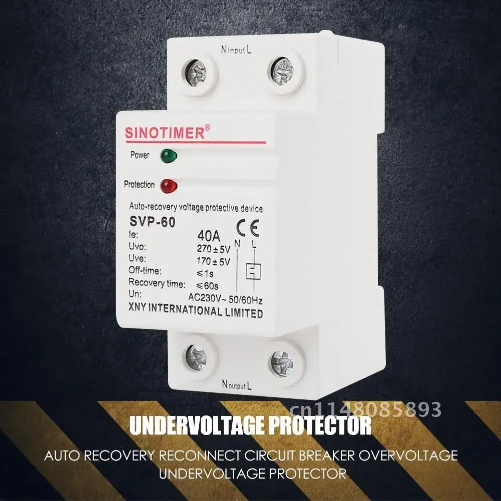 SVP-60L 230V AC 40A Digital Voltmeter Display Self Resetting Household Switch 220V Overvoltage And Undervoltage Protector
SVP-60L 230V AC 40A Digital Voltmeter Display Self Resetting Household Switch 220V Overvoltage And Undervoltage Protector