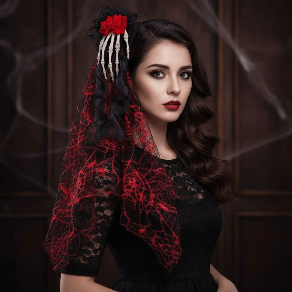 Long Tulle Skeleton Hand Mesh Veil 3D Skeleton Funny Design Gothic Headband Bloody Red Dark Rose Skull Hairwear Photo Props
Long Tulle Skeleton Hand Mesh Veil 3D Skeleton Funny Design Gothic Headband Bloody Red Dark Rose Skull Hairwear Photo Props