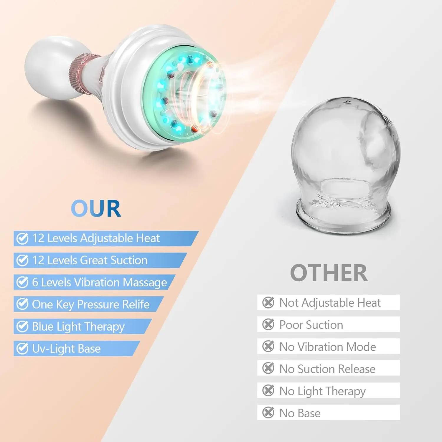 New Electric Cupping Blue Light Therapy Device GuaSha Massager Clean Base 12 Level Vacuum Blood Circulation for Body Relief Pain
New Electric Cupping Blue Light Therapy Device GuaSha Massager Clean Base 12 Level Vacuum Blood Circulation for Body Relief Pain