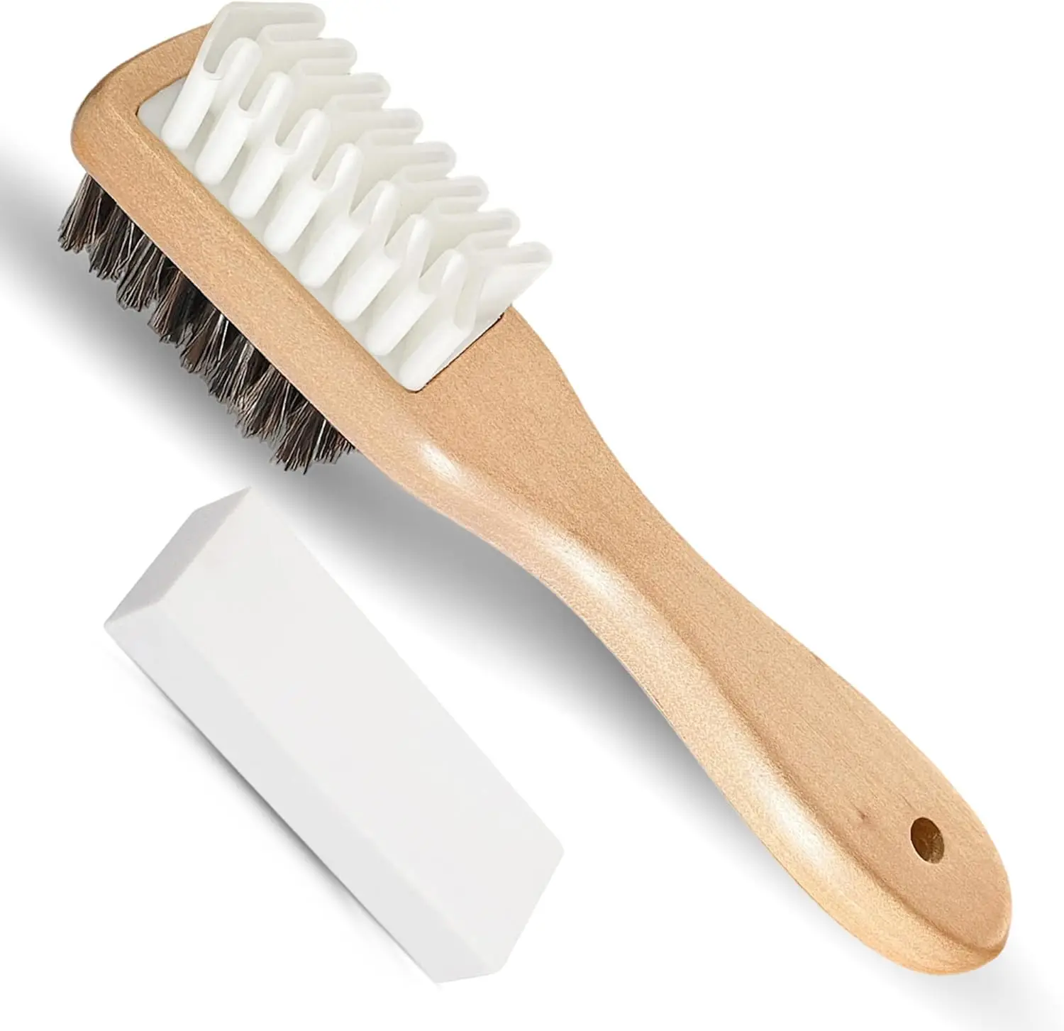 Щетка и ластик для замши, средство для чистки замшевой обуви с креповой и латунной щетиной, безопасное и эффективное средство для удаления стойких загрязнений.
Щетка и ластик для замши, средство для чистки замшевой обуви с креповой и латунной щетиной, безопасное и эффективное средство для удаления стойких загрязнений.