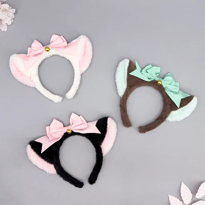 Ears headband plush bow bell hair accessories handmade cute cat girl l headdress
Ears headband plush bow bell hair accessories handmade cute cat girl l headdress