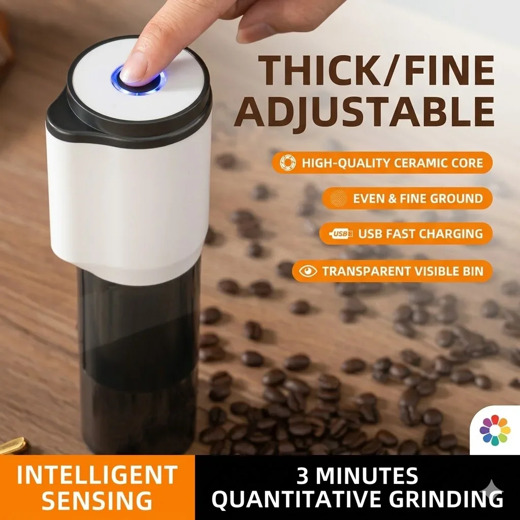 Electric Coffee Grinder Automatic Bean Grinder Mill High Quality Ceramic Core USB Fast Charging Adjustable Coarseness For Home
Electric Coffee Grinder Automatic Bean Grinder Mill High Quality Ceramic Core USB Fast Charging Adjustable Coarseness For Home