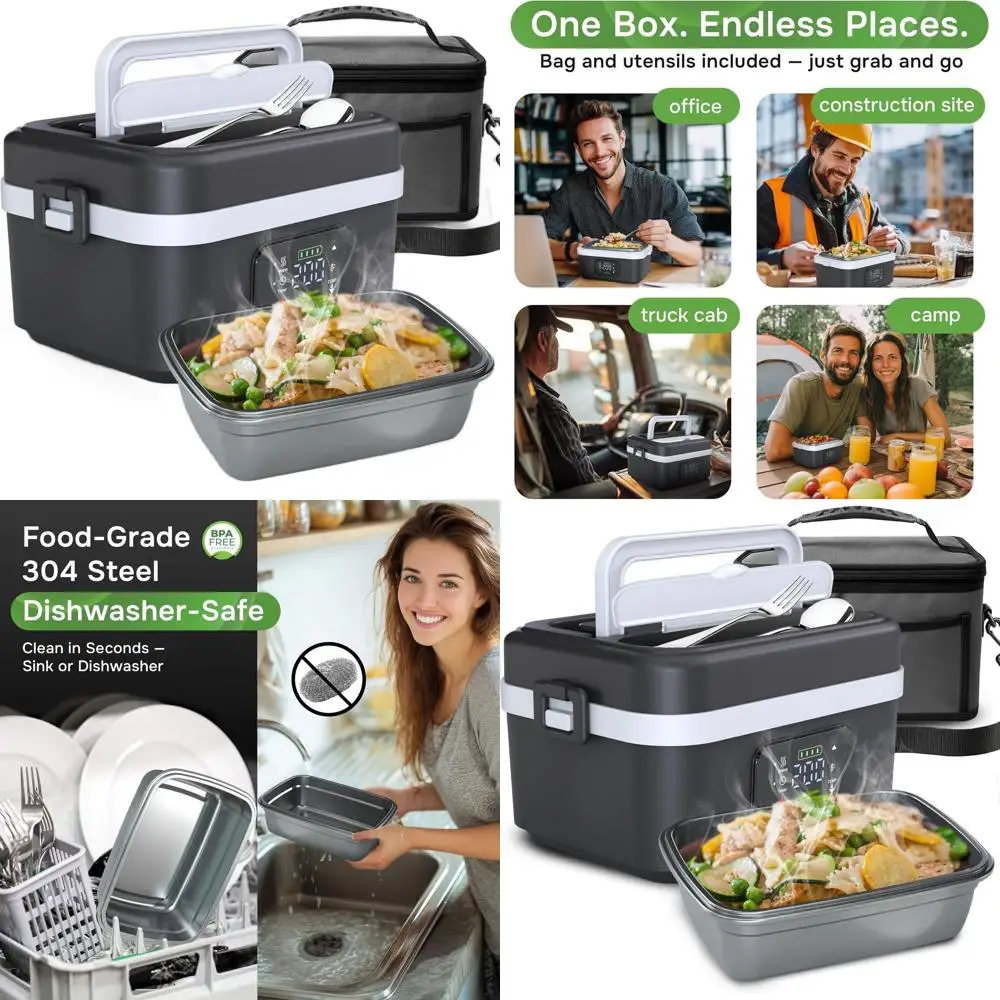 Портативный электрический ланч-бокс емкостью 16000 мАч — 6 настроек температуры, герметичный подогреватель еды емкостью 1 л с таймером и функцией зарядки телефона,
Портативный электрический ланч-бокс емкостью 16000 мАч — 6 настроек температуры, герметичный подогреватель еды емкостью 1 л с таймером и функцией зарядки телефона,