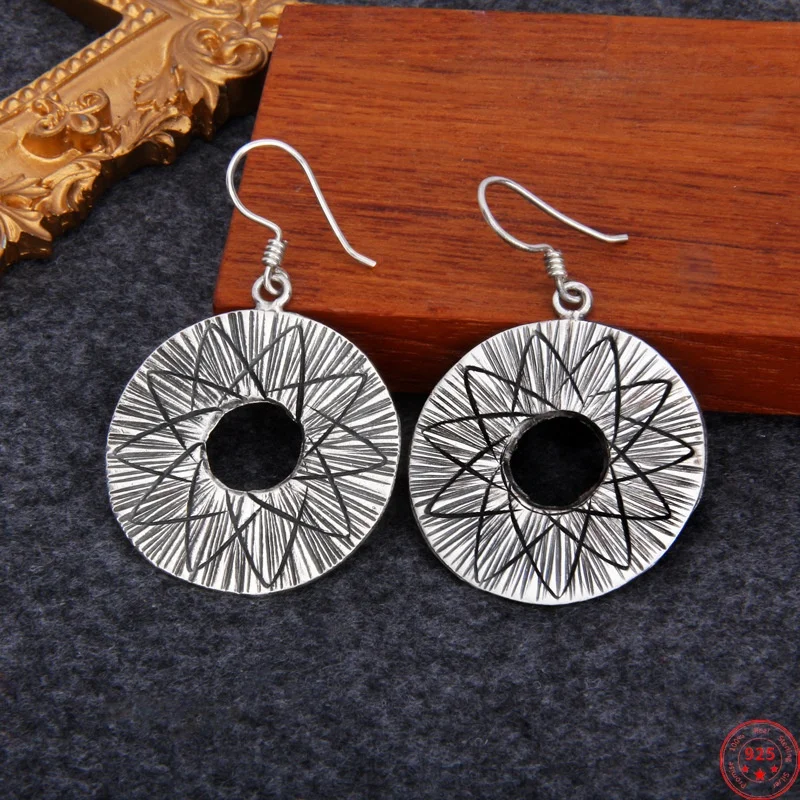 S925 Sterling Silver Charm Drop Earrings for Women Retro Carving Magic Circle Circles Ear-drop Fashion Punk Jewelry Wholesale
S925 Sterling Silver Charm Drop Earrings for Women Retro Carving Magic Circle Circles Ear-drop Fashion Punk Jewelry Wholesale