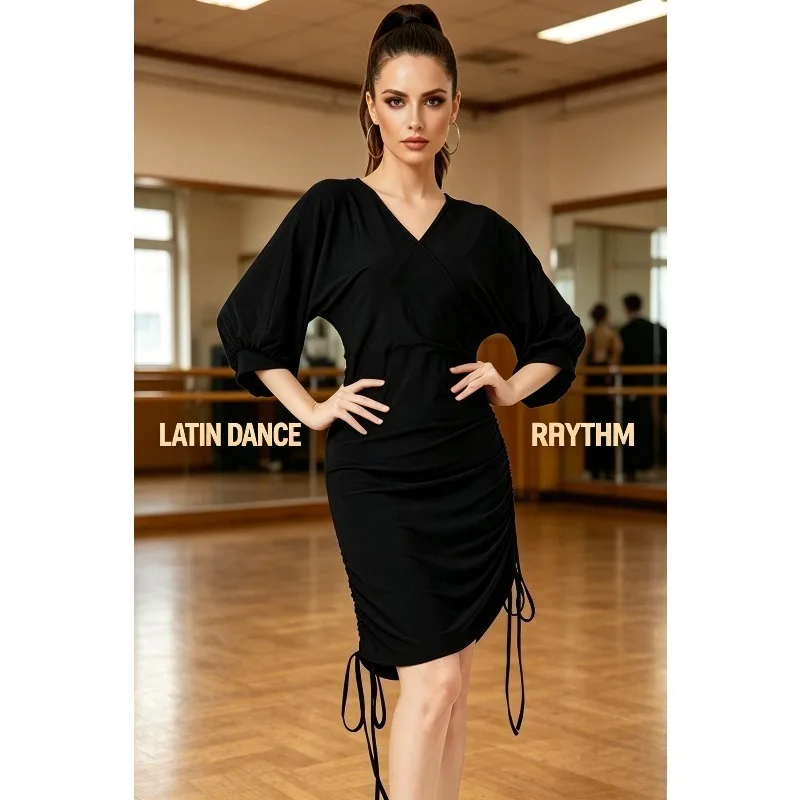 Women Black Batwing Sleeve Latin Dance Dress M-XL Adult Practice Costume Cha Cha Samba Tango Ballroom Training Fashion Dancewear
Women Black Batwing Sleeve Latin Dance Dress M-XL Adult Practice Costume Cha Cha Samba Tango Ballroom Training Fashion Dancewear