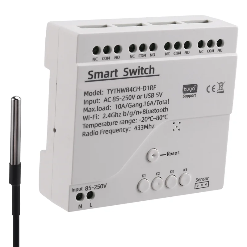 B04B-Tuya Wi-Fi умный переключатель датчик температуры монитор AC 85-250 В беспроводной умный переключатель для Alexa Google Home
B04B-Tuya Wi-Fi умный переключатель датчик температуры монитор AC 85-250 В беспроводной умный переключатель для Alexa Google Home