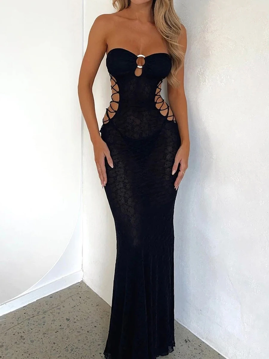 Women Tube Dress Strapless Backless Hollowed Slim Fit Cocktail Dress Summer Long Dress
Women Tube Dress Strapless Backless Hollowed Slim Fit Cocktail Dress Summer Long Dress