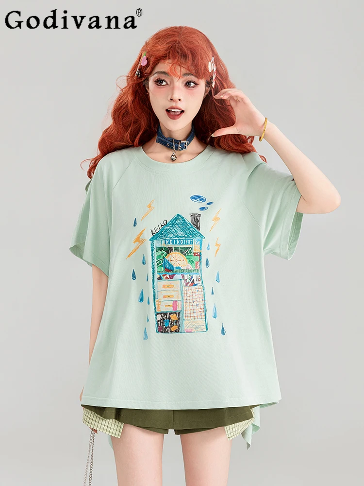 Girly Style Y2k Bow Short Sleeve Tops 2024 Summer Fashion Graffiti Printing Loose Slimming Elegant T-Shirts Women's Clothes
Girly Style Y2k Bow Short Sleeve Tops 2024 Summer Fashion Graffiti Printing Loose Slimming Elegant T-Shirts Women's Clothes