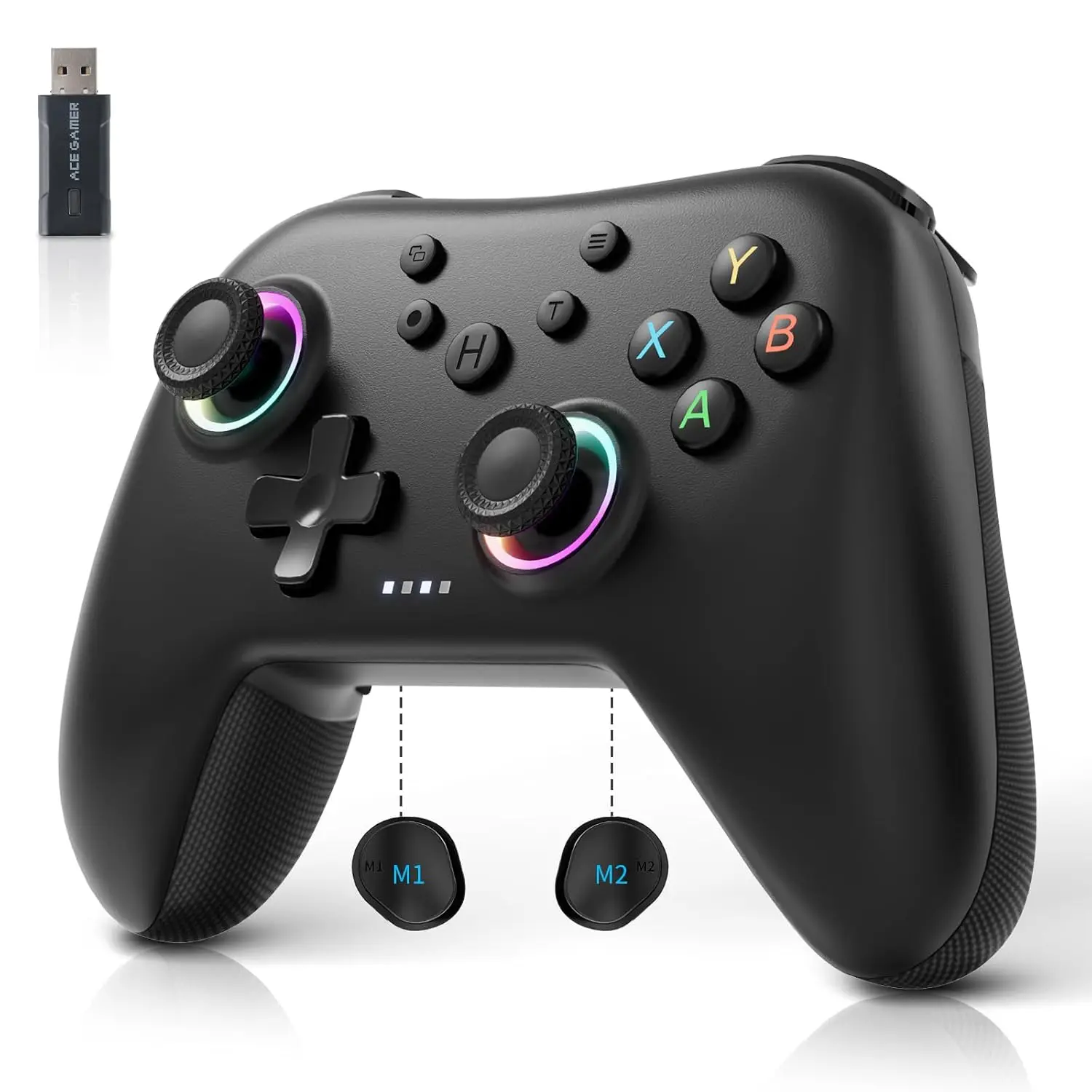 2.4G Wireless Bluetooth Controller for PC/Android/Switch/iOS/Steam Deck with Linear Motors, Hall Joysticks and RGB Light
2.4G Wireless Bluetooth Controller for PC/Android/Switch/iOS/Steam Deck with Linear Motors, Hall Joysticks and RGB Light