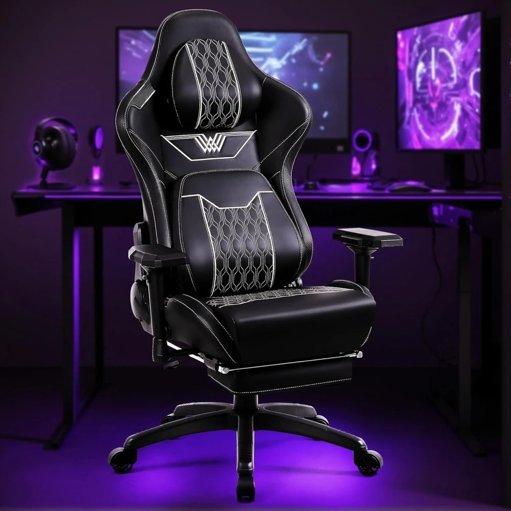 Big and Tall Gaming Chair with Footrest, High Back Ergonomic Office Chair with Comfortable Headrest and Lumbar Support, 4
Big and Tall Gaming Chair with Footrest, High Back Ergonomic Office Chair with Comfortable Headrest and Lumbar Support, 4