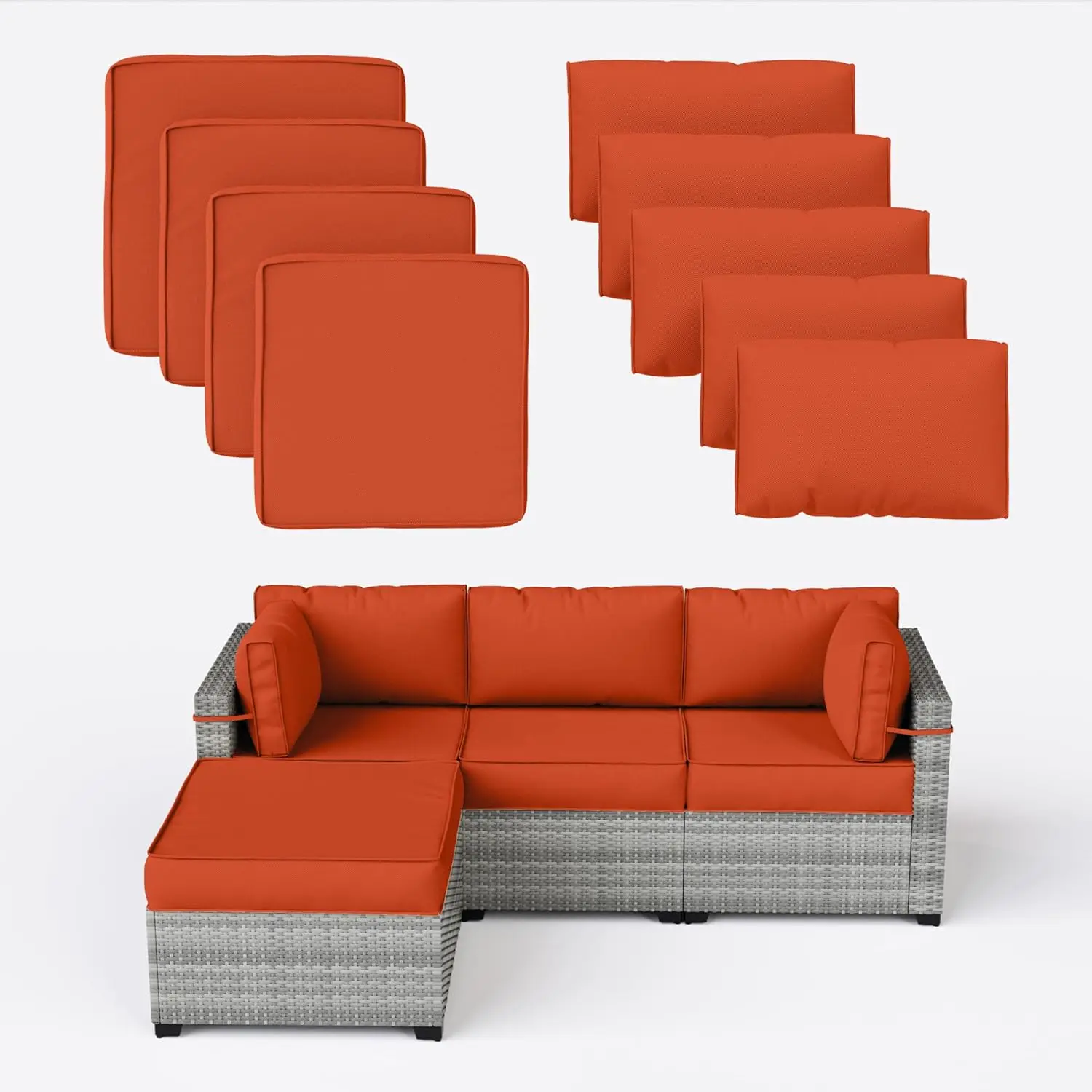 9-Pack Waterproof Patio Cushion Covers for 5-Piece Set, Orange
9-Pack Waterproof Patio Cushion Covers for 5-Piece Set, Orange