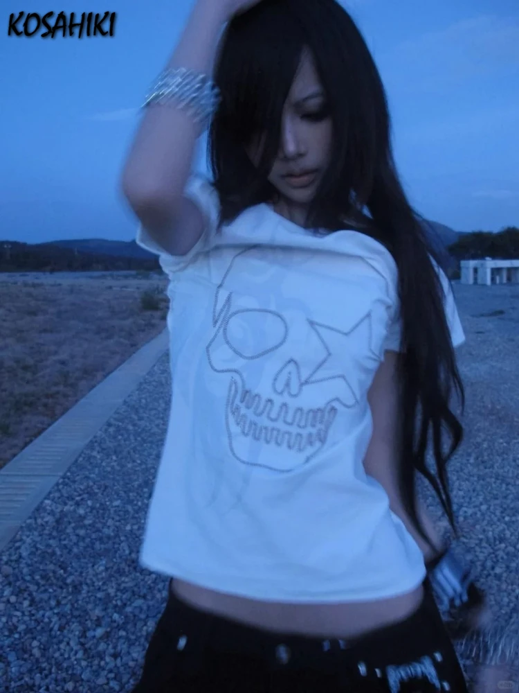 Japanese Women White Punk Skull Printing T-Shirts Y2k Aesthetic Casual Vintage Tshirts Streetwear Gothic Summer Grunge Tees
Japanese Women White Punk Skull Printing T-Shirts Y2k Aesthetic Casual Vintage Tshirts Streetwear Gothic Summer Grunge Tees