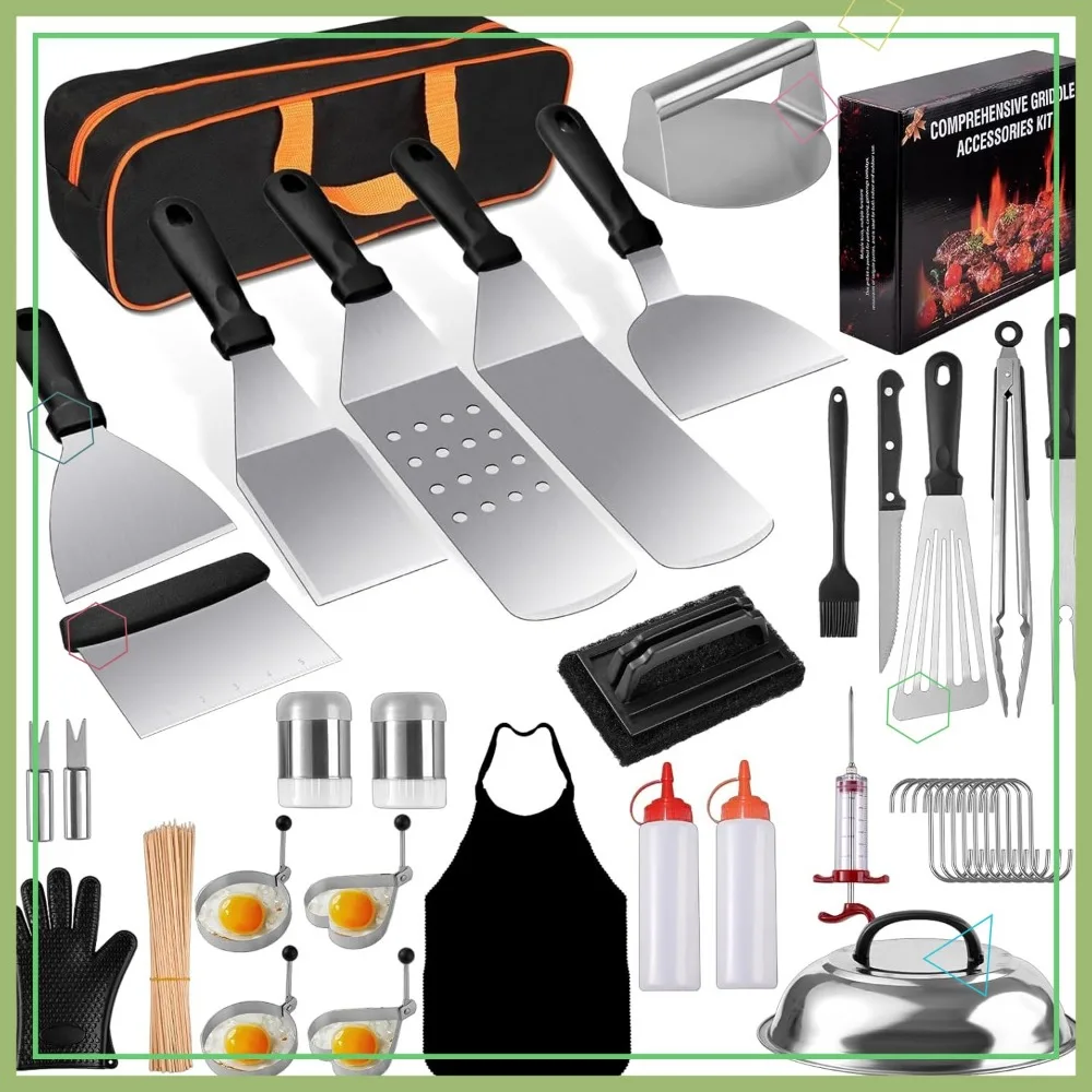 139-Piece Flat Top Grill Accessories Set with Spatulas, Basting Cover, and Tools for Outdoor Barbecue and Camping
139-Piece Flat Top Grill Accessories Set with Spatulas, Basting Cover, and Tools for Outdoor Barbecue and Camping
