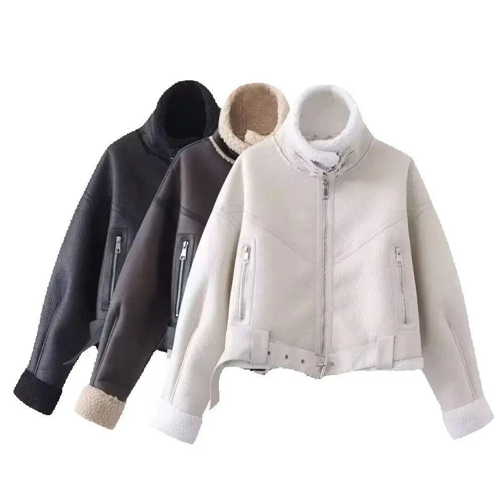 Женская швейная мотоциклетная короткая куртка с воротником, длинным рукавом и карманом на молнии, осенне-зимняя новая модная куртка
Женская швейная мотоциклетная короткая куртка с воротником, длинным рукавом и карманом на молнии, осенне-зимняя новая модная куртка