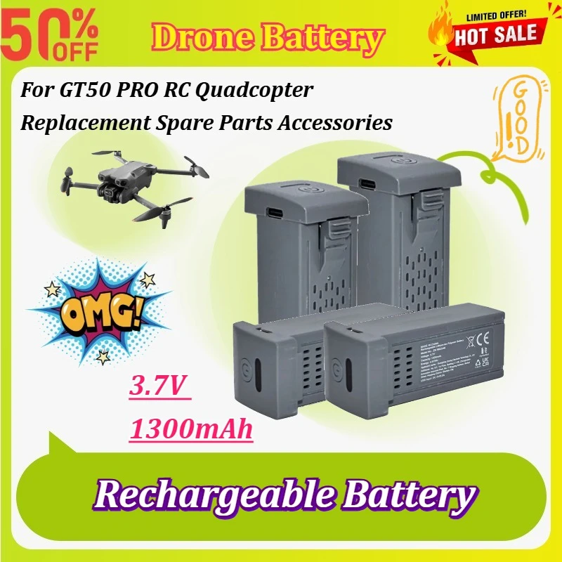 New 1-5Pcs 3.7V 1300mAh Drone Battery for GT50 PRO RC Quadcopter Replacement Spare Parts Accessories Rechargeable Battery
New 1-5Pcs 3.7V 1300mAh Drone Battery for GT50 PRO RC Quadcopter Replacement Spare Parts Accessories Rechargeable Battery