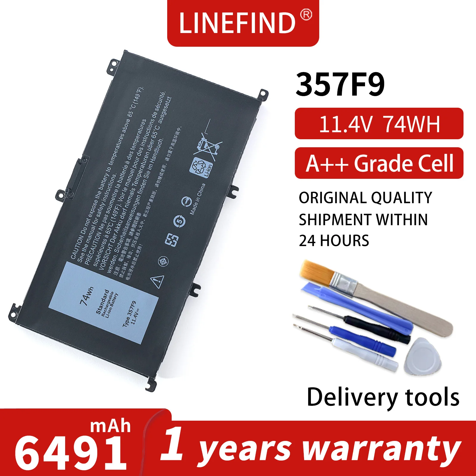 LINEFIND 74Wh 357F9 Battery For DELL Inspiron 15 Gaming 5576 5577 7566 7567 7000 7557 7559 P65F P57F P65F001 series
LINEFIND 74Wh 357F9 Battery For DELL Inspiron 15 Gaming 5576 5577 7566 7567 7000 7557 7559 P65F P57F P65F001 series