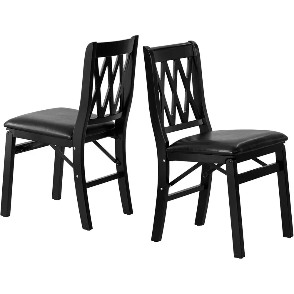 Solid Wood Dining Chairs with PU Leather Seat, 3-X Back Design, Set of 2, Fully Assembled, Black Finish
Solid Wood Dining Chairs with PU Leather Seat, 3-X Back Design, Set of 2, Fully Assembled, Black Finish