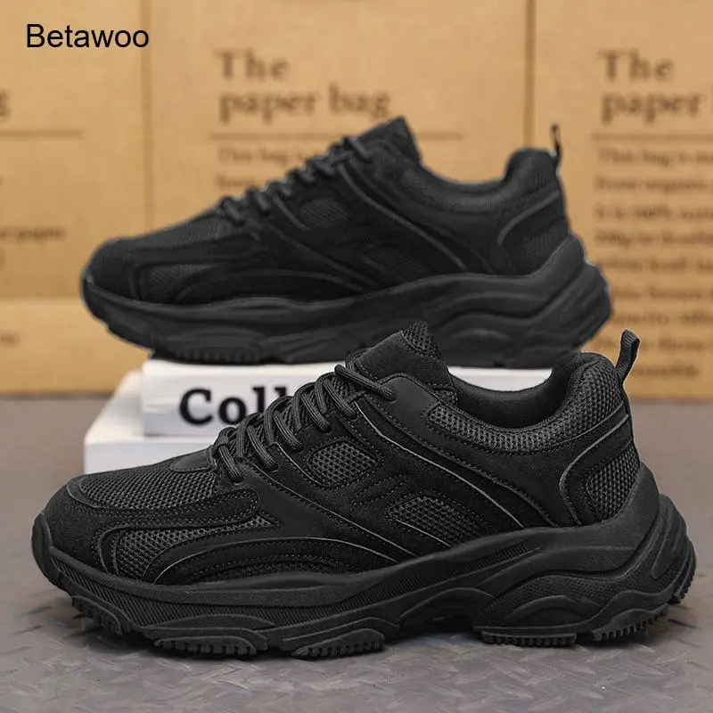 Men Black Chunky Sneakers Breathable Mesh Platform Casual Shoes Non Slip Comfortable Outdoor Running Sports Shoes for Men
Men Black Chunky Sneakers Breathable Mesh Platform Casual Shoes Non Slip Comfortable Outdoor Running Sports Shoes for Men