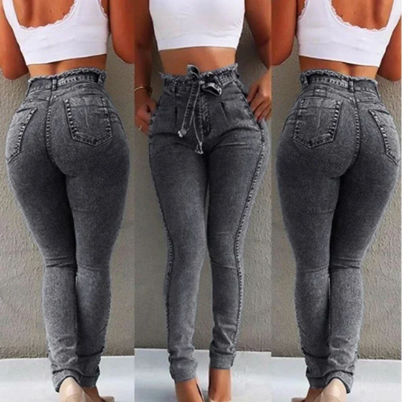 Casual Fashion Tassel Belt High Waist Bleached Pencil Pants S-5XL Long Trousers Skinny Elastic Denim Jeans Women Jeans 30208
Casual Fashion Tassel Belt High Waist Bleached Pencil Pants S-5XL Long Trousers Skinny Elastic Denim Jeans Women Jeans 30208