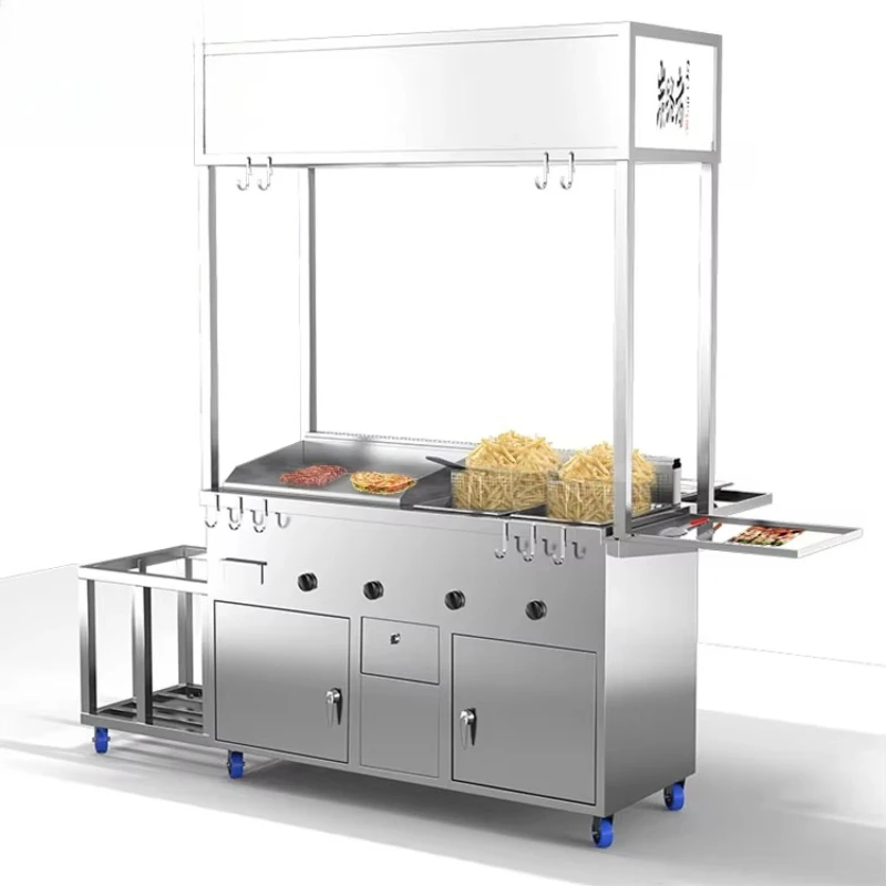 Commercial Food Stall Mobile Stainless Steel Food Cart Gas Griddle with Fryer
Commercial Food Stall Mobile Stainless Steel Food Cart Gas Griddle with Fryer