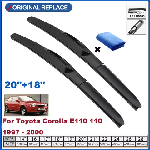 Ön Silecek Lastikleri Toyota Corolla E110 110 1997 - 2000 Ön Cam Ön Cam Pencere Yağmur Fırçaları 20 "+ 18"