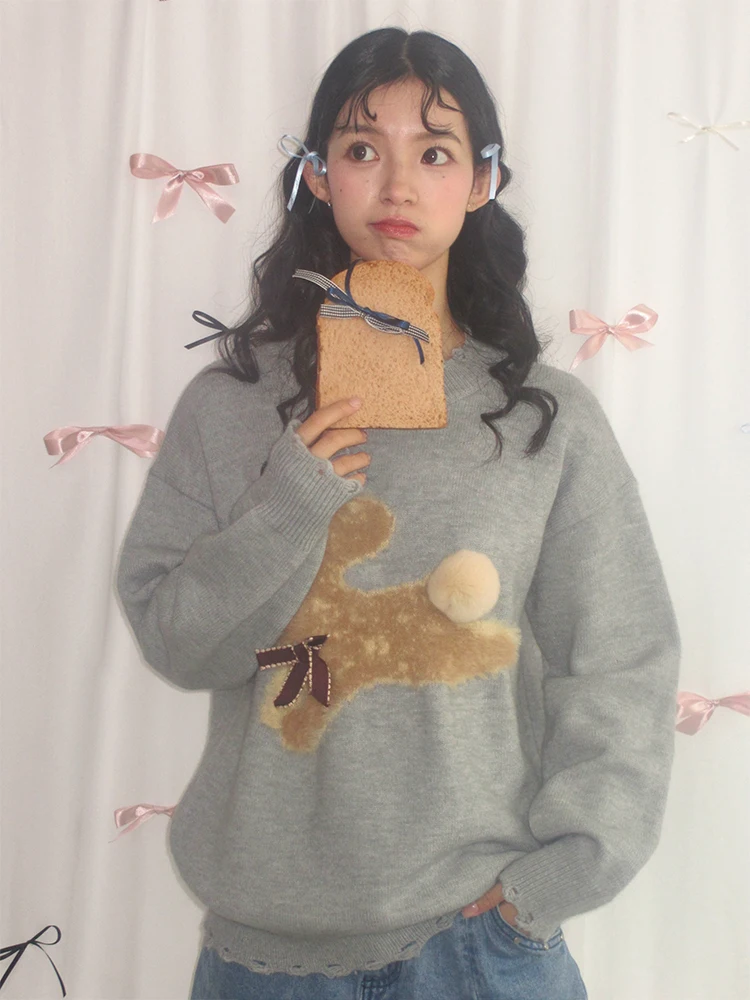 Lazy Sle ey Ball Bunny Knitted Sweater round Ne Pullover Sweet Princ Loose Fit Long Sve Knitwear for Women
Lazy Sle ey Ball Bunny Knitted Sweater round Ne Pullover Sweet Princ Loose Fit Long Sve Knitwear for Women