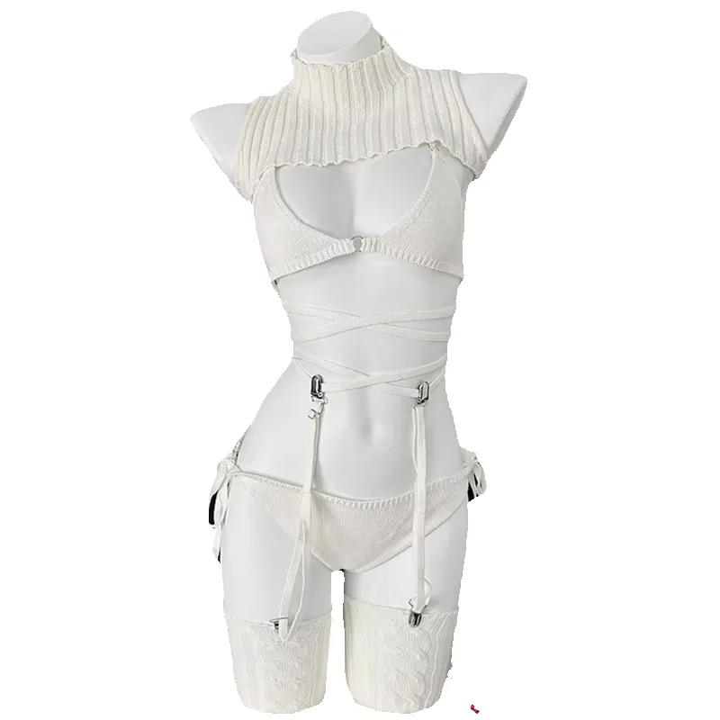 Erotic Sexy Gothic Garters Bikini Cosplay Sweater White Hollow Out Temptation Lingerie Women Bodysuit Socks Suit Party Uniform
Erotic Sexy Gothic Garters Bikini Cosplay Sweater White Hollow Out Temptation Lingerie Women Bodysuit Socks Suit Party Uniform