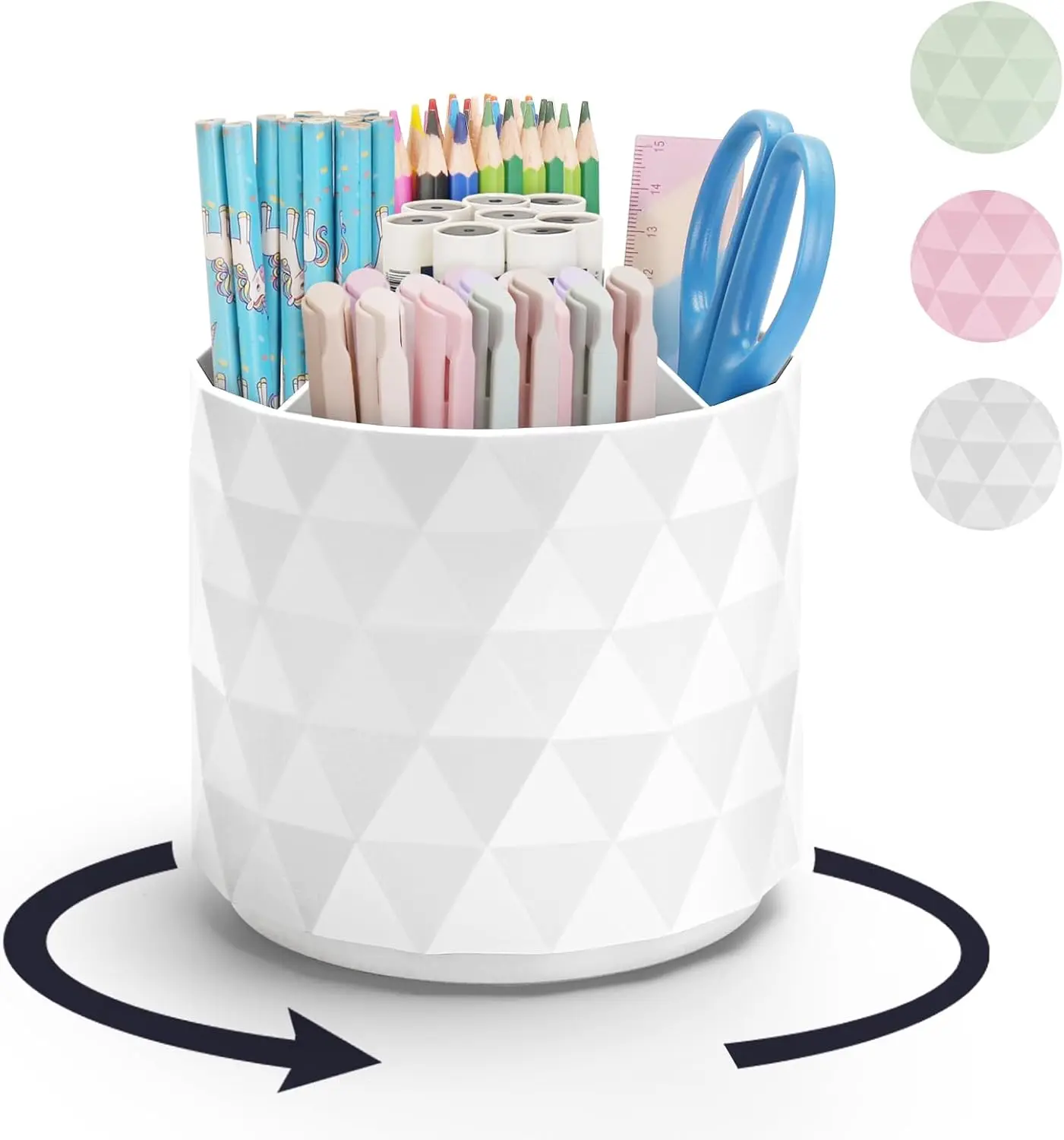 Desk Organizer Pen Holder 360° Rotating Pencil Cup with 5 Compartments Storage Caddy for Office School Home Art Supply White
Desk Organizer Pen Holder 360° Rotating Pencil Cup with 5 Compartments Storage Caddy for Office School Home Art Supply White