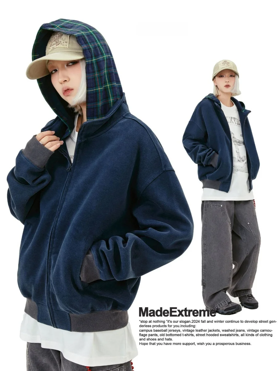 Madeextreme American Sle Plaid Hooded Zipper Sweatirt New Autumn Winter ex Loose Fit Cotton Long Sve Basic Trend
Madeextreme American Sle Plaid Hooded Zipper Sweatirt New Autumn Winter ex Loose Fit Cotton Long Sve Basic Trend