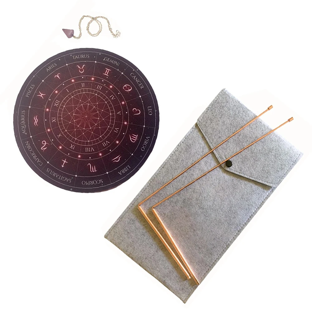 Copper Dowser - 2 Pieces Dowsing Rods + Dowser Pendulum + Fortune Teller Mat For Zodiac Pad Pendulum Test Measurement Inspection
Copper Dowser - 2 Pieces Dowsing Rods + Dowser Pendulum + Fortune Teller Mat For Zodiac Pad Pendulum Test Measurement Inspection