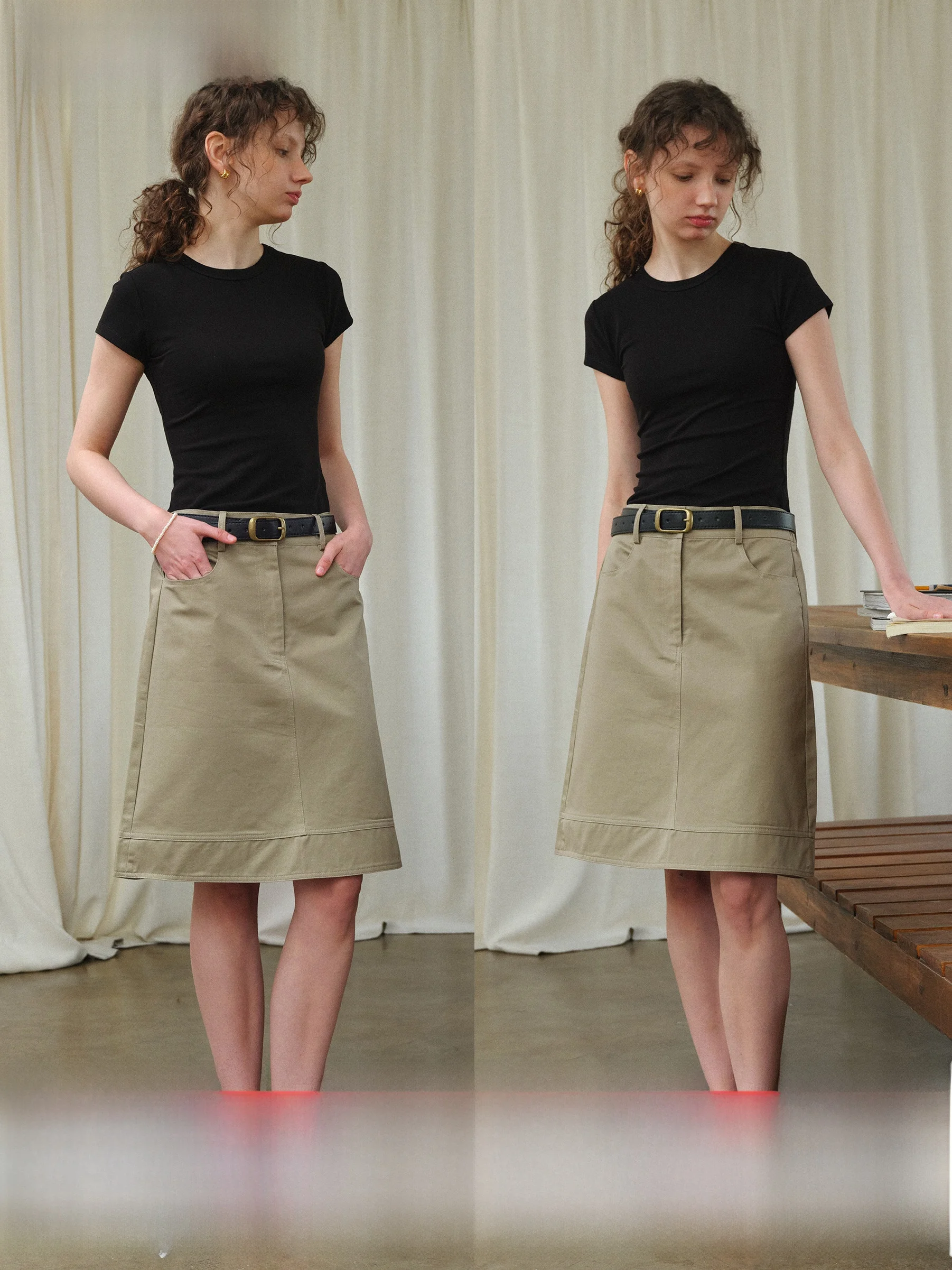 Xumooxii Retro Khaki High Waist Straight A-Line Skirt for Women Summer Commute Versatile Cotton Woven Pocket Skirt
Xumooxii Retro Khaki High Waist Straight A-Line Skirt for Women Summer Commute Versatile Cotton Woven Pocket Skirt