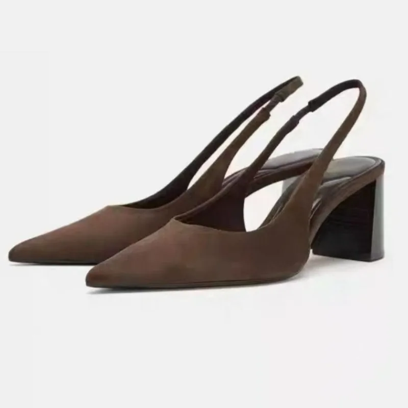 Elegant Chunky Heel Women Sandals Pointed Toe Mules Shoes Women Pumps Dress Shoes Brown Fashion Office Slingback High Heels
Elegant Chunky Heel Women Sandals Pointed Toe Mules Shoes Women Pumps Dress Shoes Brown Fashion Office Slingback High Heels