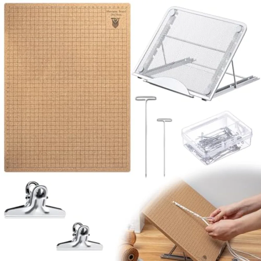 Tandefio 104 Pcs 12x16 Inch Macrame Board and Metal Adjustable Holder with T Pins Clips Macrame Project Supplies Tools Double S
Tandefio 104 Pcs 12x16 Inch Macrame Board and Metal Adjustable Holder with T Pins Clips Macrame Project Supplies Tools Double S