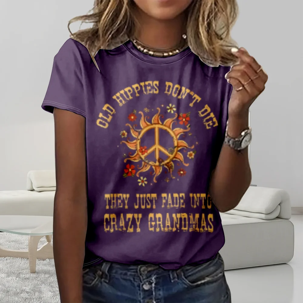 Vintage Anti-War Floral Logo Pattern O Neck Short Sleeved Summer Girls Purple T Shirt
Vintage Anti-War Floral Logo Pattern O Neck Short Sleeved Summer Girls Purple T Shirt